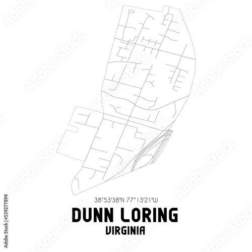 Dunn Loring Virginia. US street map with black and white lines. photo