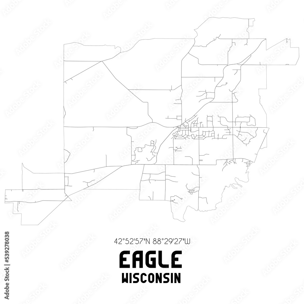 Eagle Wisconsin. US street map with black and white lines. Eagle Wisconsin. US street map with black and white lines.