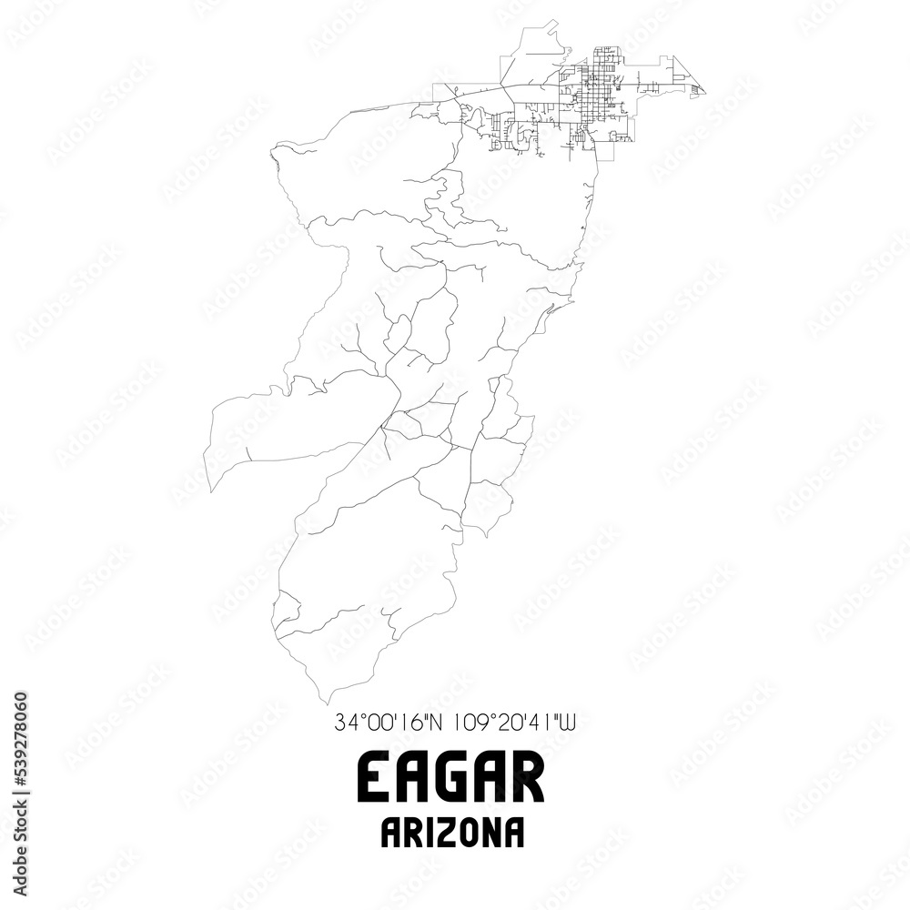 Eagar Arizona. US street map with black and white lines. Eagar Arizona. US street map with black and white lines.
