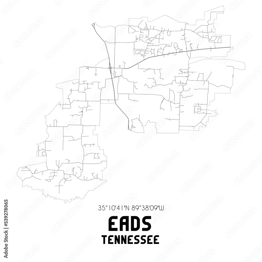 Eads Tennessee. US street map with black and white lines. Eads Tennessee. US street map with black and white lines.