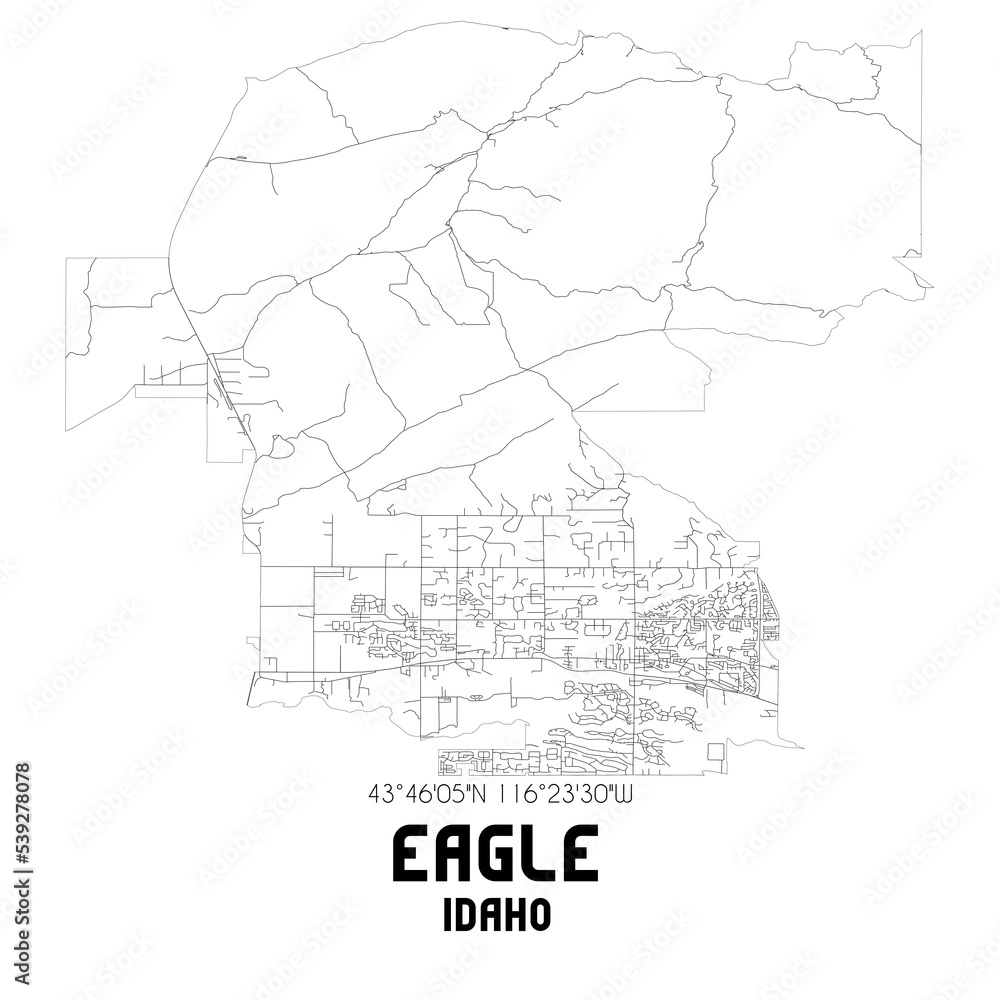 Eagle Idaho. US street map with black and white lines.