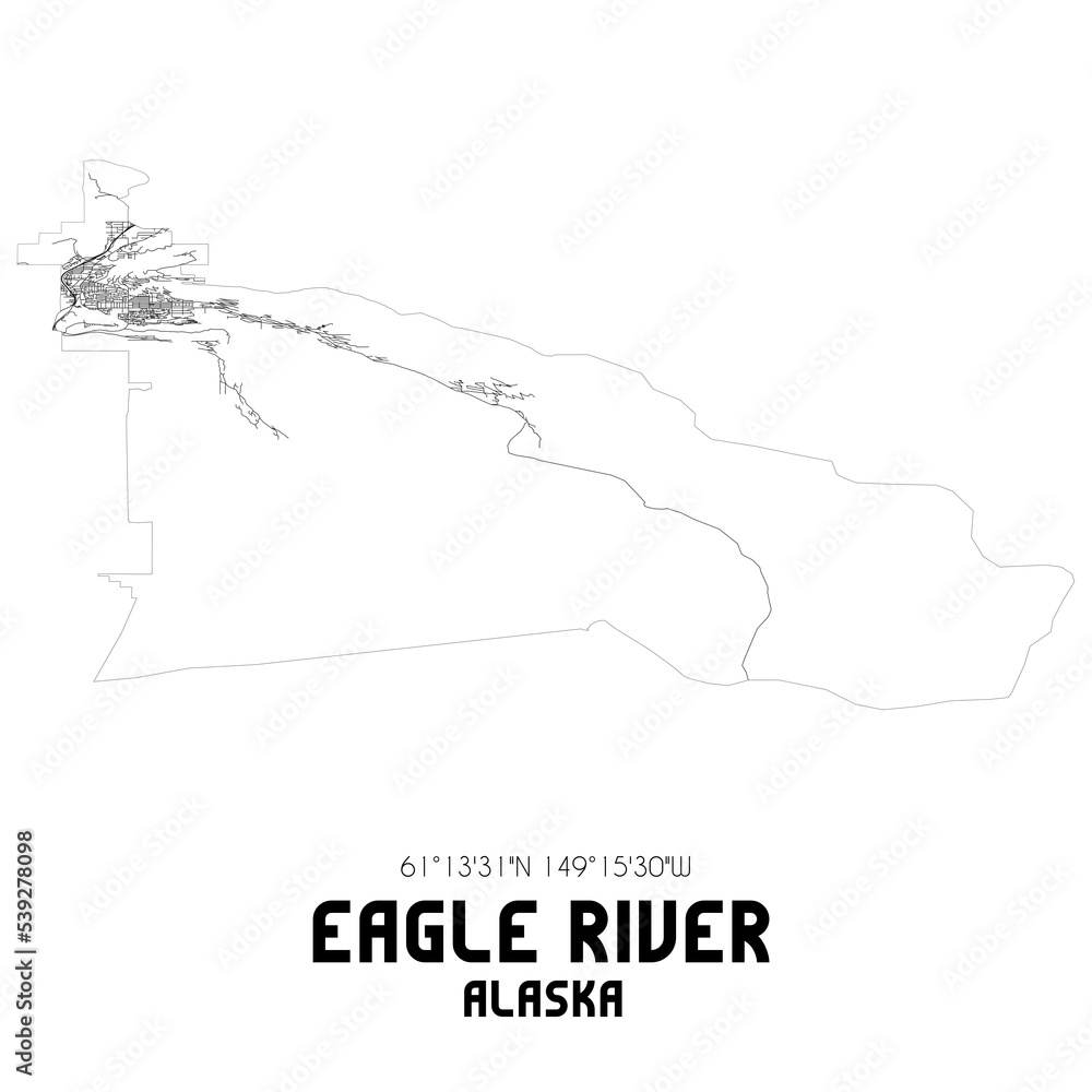 Eagle River Alaska. US street map with black and white lines. Eagle River Alaska. US street map with black and white lines.