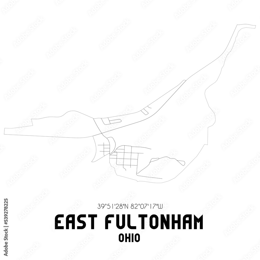 East Fultonham Ohio. US street map with black and white lines. East Fultonham Ohio. US street map with black and white lines.