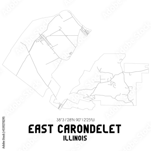 East Carondelet Illinois. US street map with black and white lines.