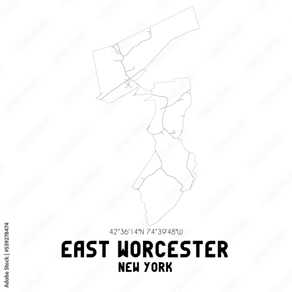 East Worcester New York. US street map with black and white lines. East Worcester New York. US street map with black and white lines.