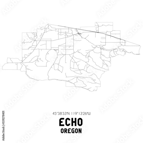 Echo Oregon. US street map with black and white lines.
