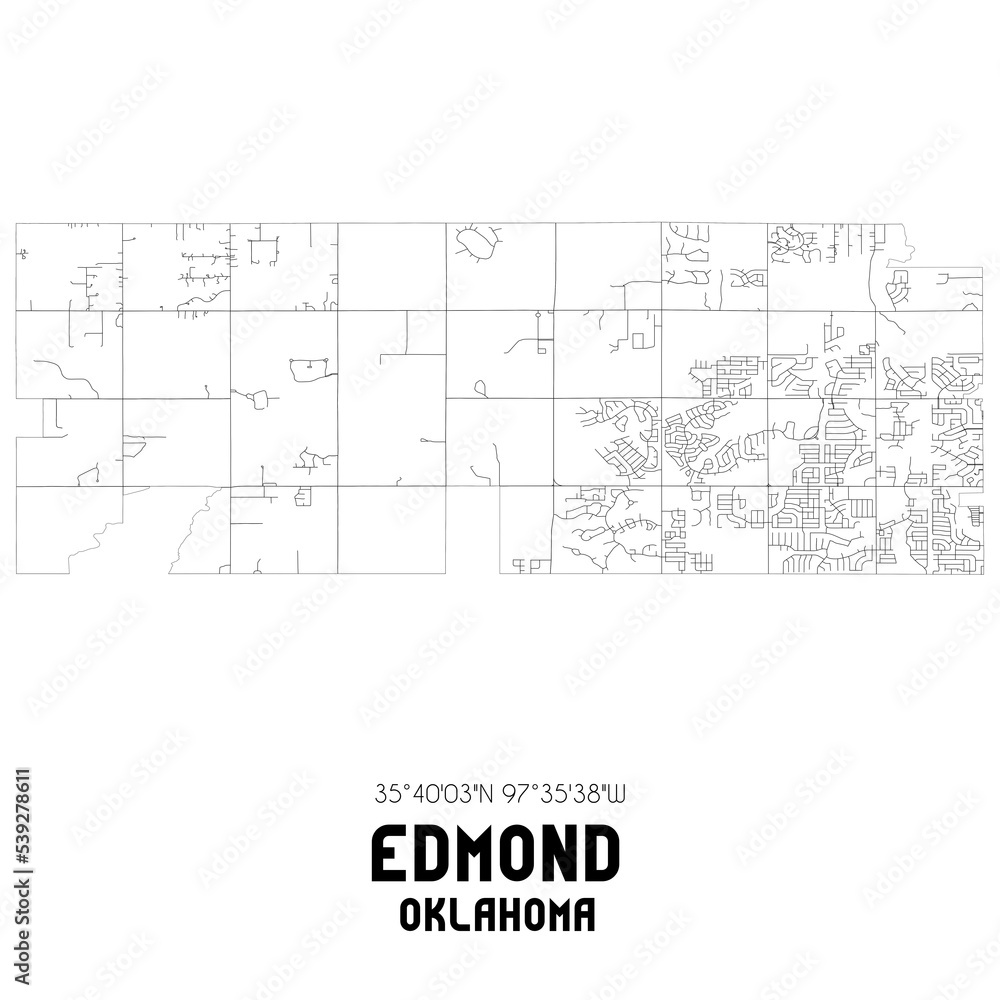 Edmond Oklahoma. US street map with black and white lines. Edmond Oklahoma. US street map with black and white lines.