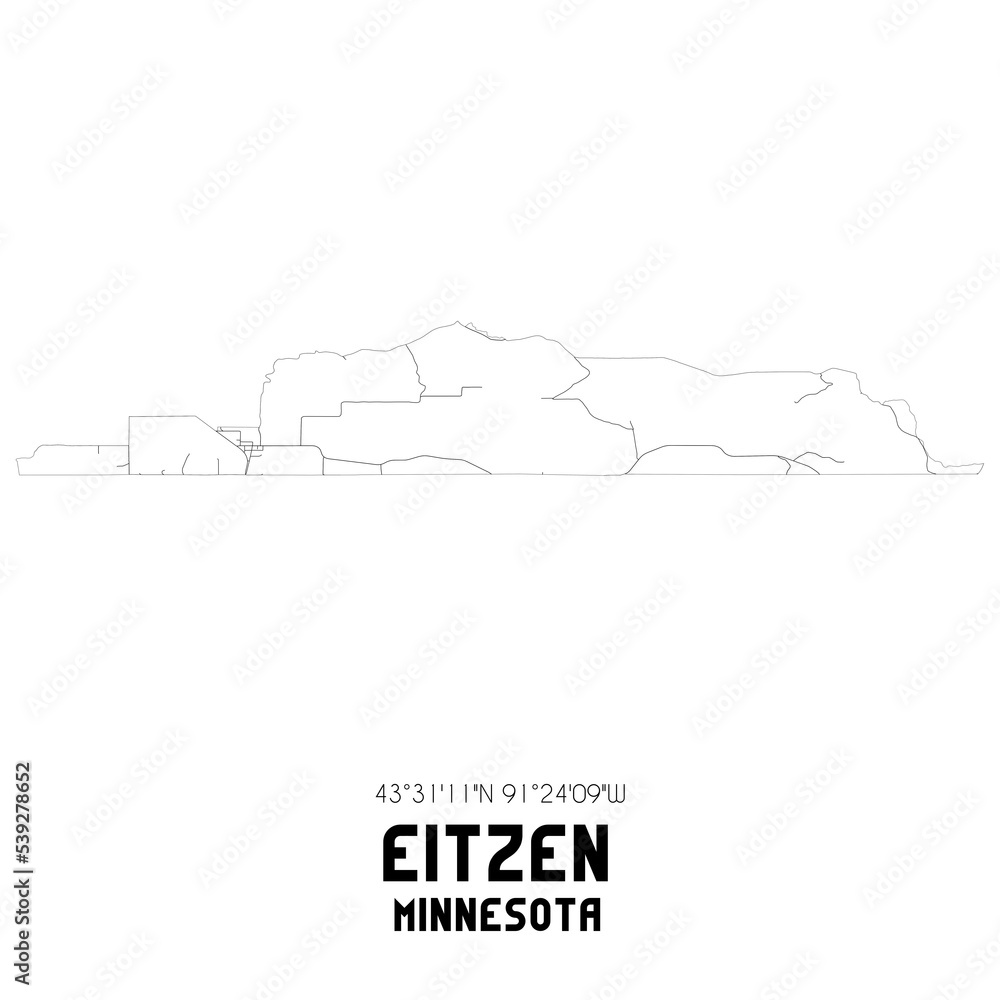 Fototapeta premium Eitzen Minnesota. US street map with black and white lines.