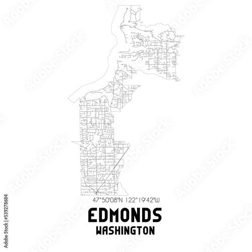 Obraz na płótnie Edmonds Washington. US street map with black and white lines. w salonie