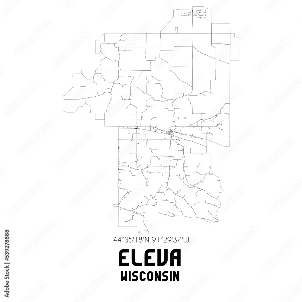 Eleva Wisconsin. US street map with black and white lines. Eleva Wisconsin. US street map with black and white lines.