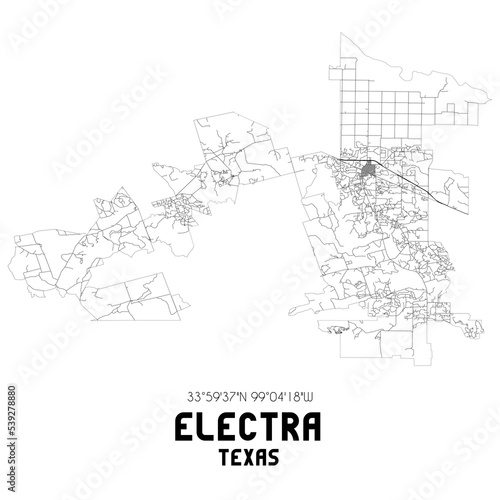 Electra Texas. US street map with black and white lines.