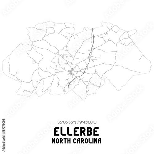 Ellerbe North Carolina. US street map with black and white lines.