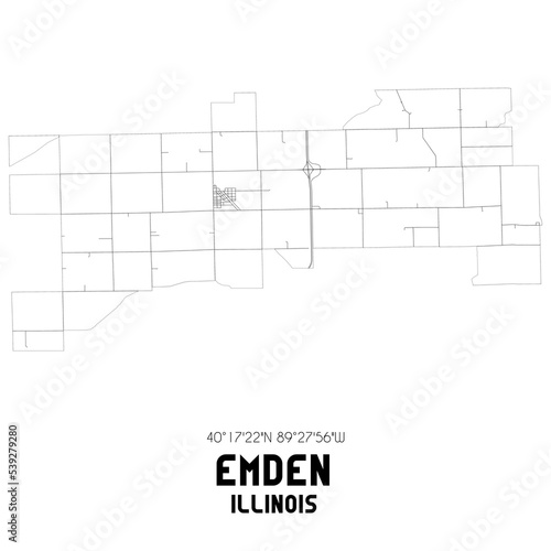 Emden Illinois. US street map with black and white lines. photo