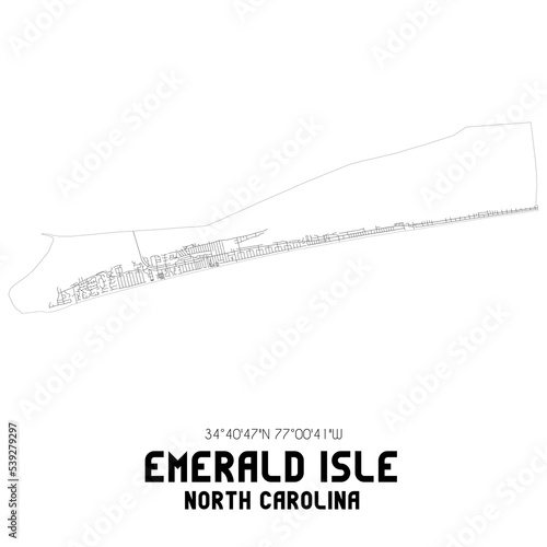 Emerald Isle North Carolina. US street map with black and white lines. photo