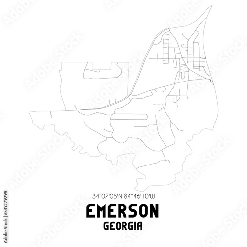 Emerson Georgia. US street map with black and white lines.