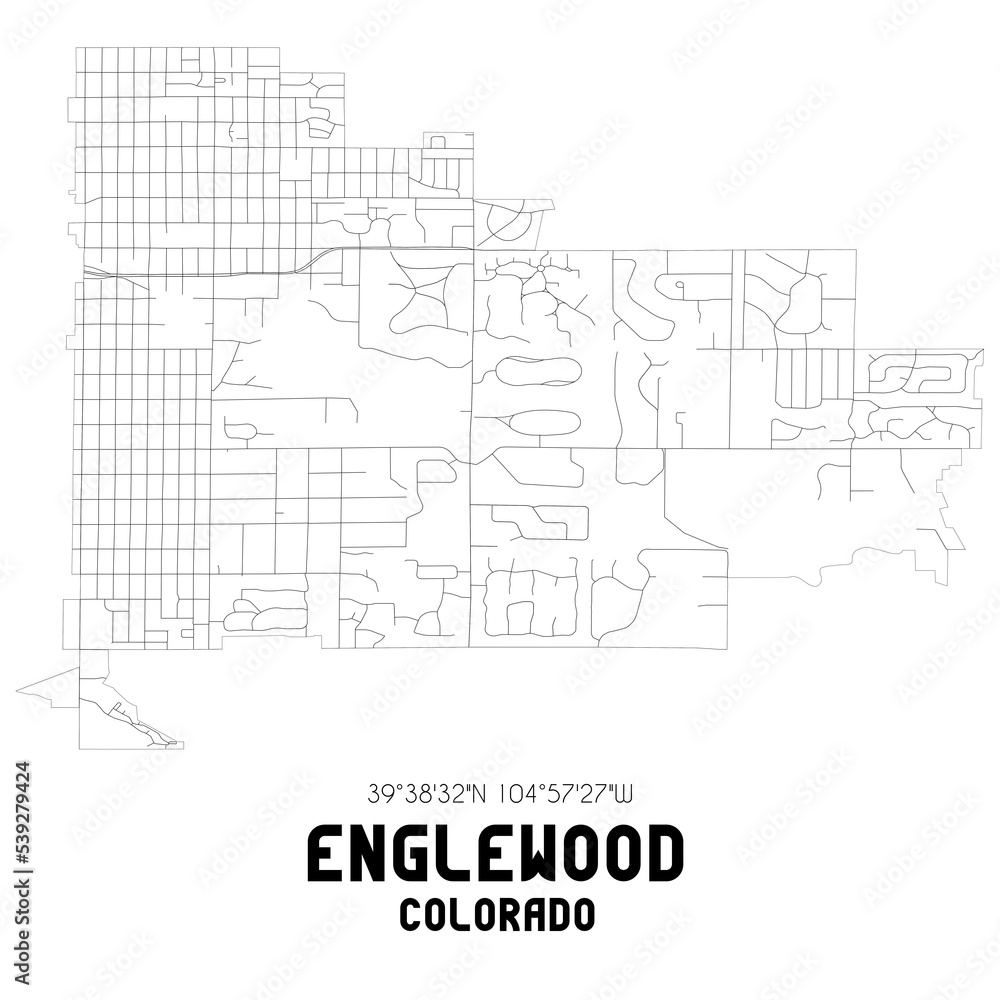 Englewood Colorado. US street map with black and white lines. Englewood Colorado. US street map with black and white lines.