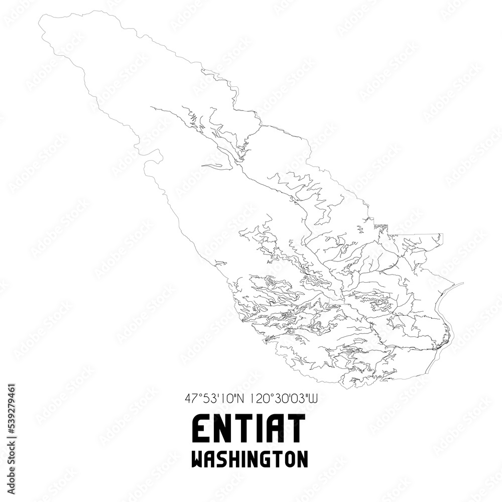 Entiat Washington. US street map with black and white lines. Stock