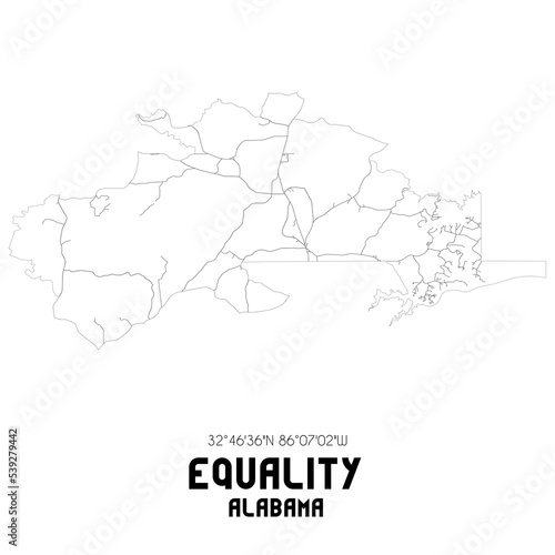 Equality Alabama. US street map with black and white lines.