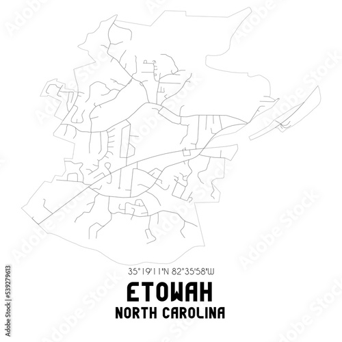 Obraz na płótnie Etowah North Carolina. US street map with black and white lines. w salonie