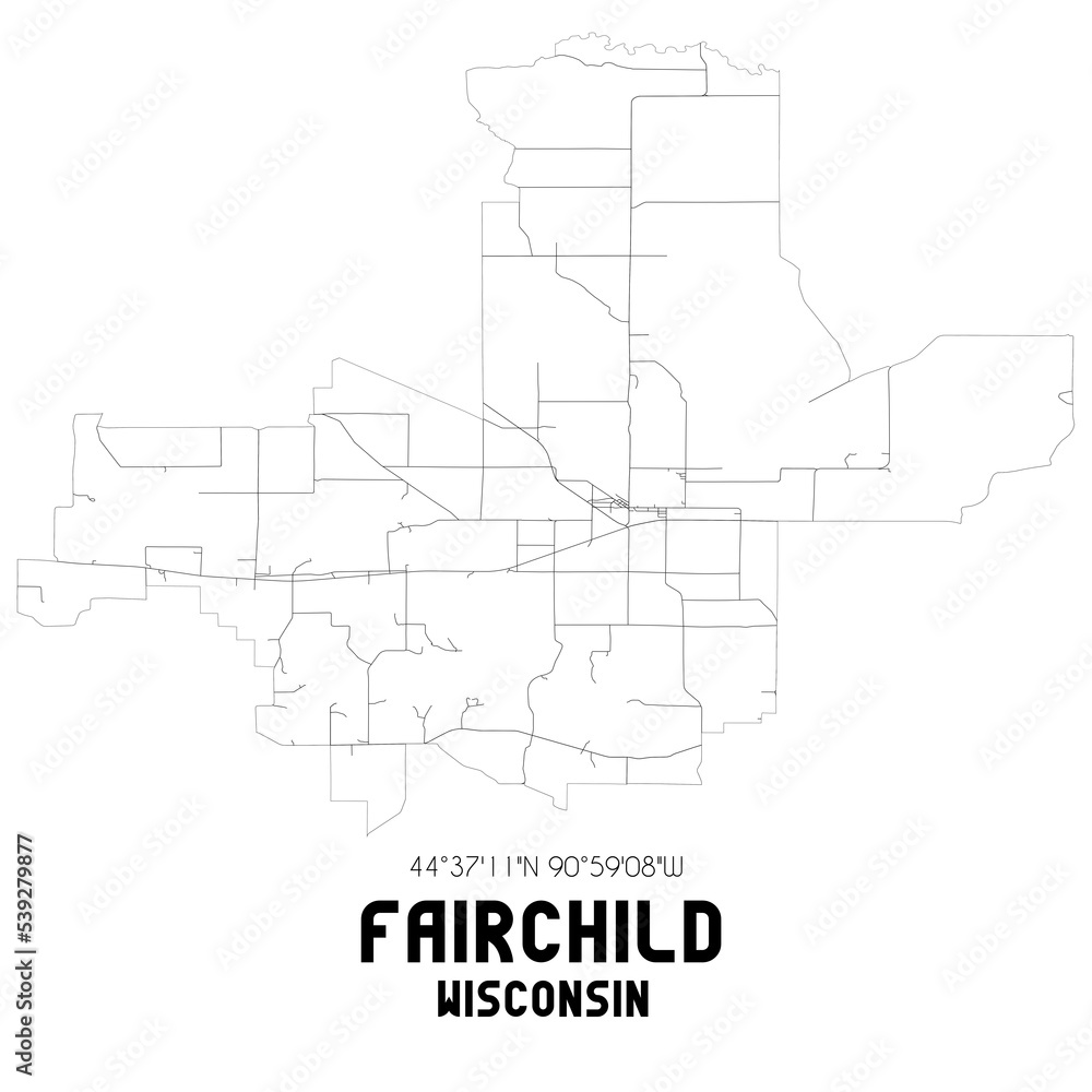 Fairchild Wisconsin. US street map with black and white lines. Fairchild Wisconsin. US street map with black and white lines.