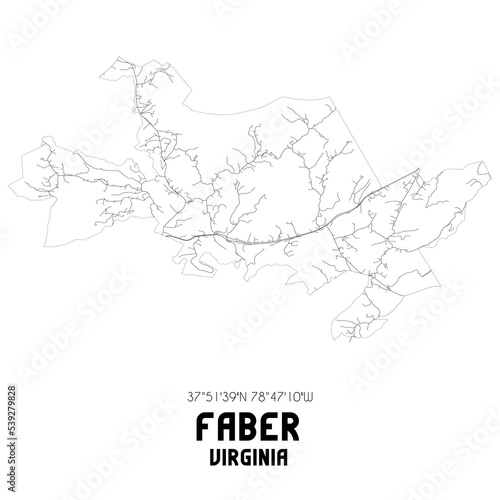 Faber Virginia. US street map with black and white lines.