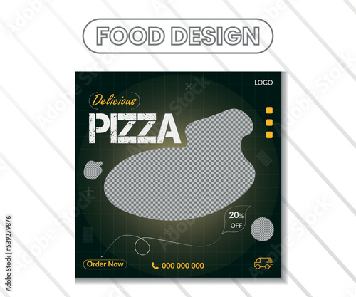 Delicious pizza Food Banner Social media banner post design template,Editable social media templates for promotions on the Food menu.Fresh pizza, burger & pasta online sale promotion flyer or poster,V