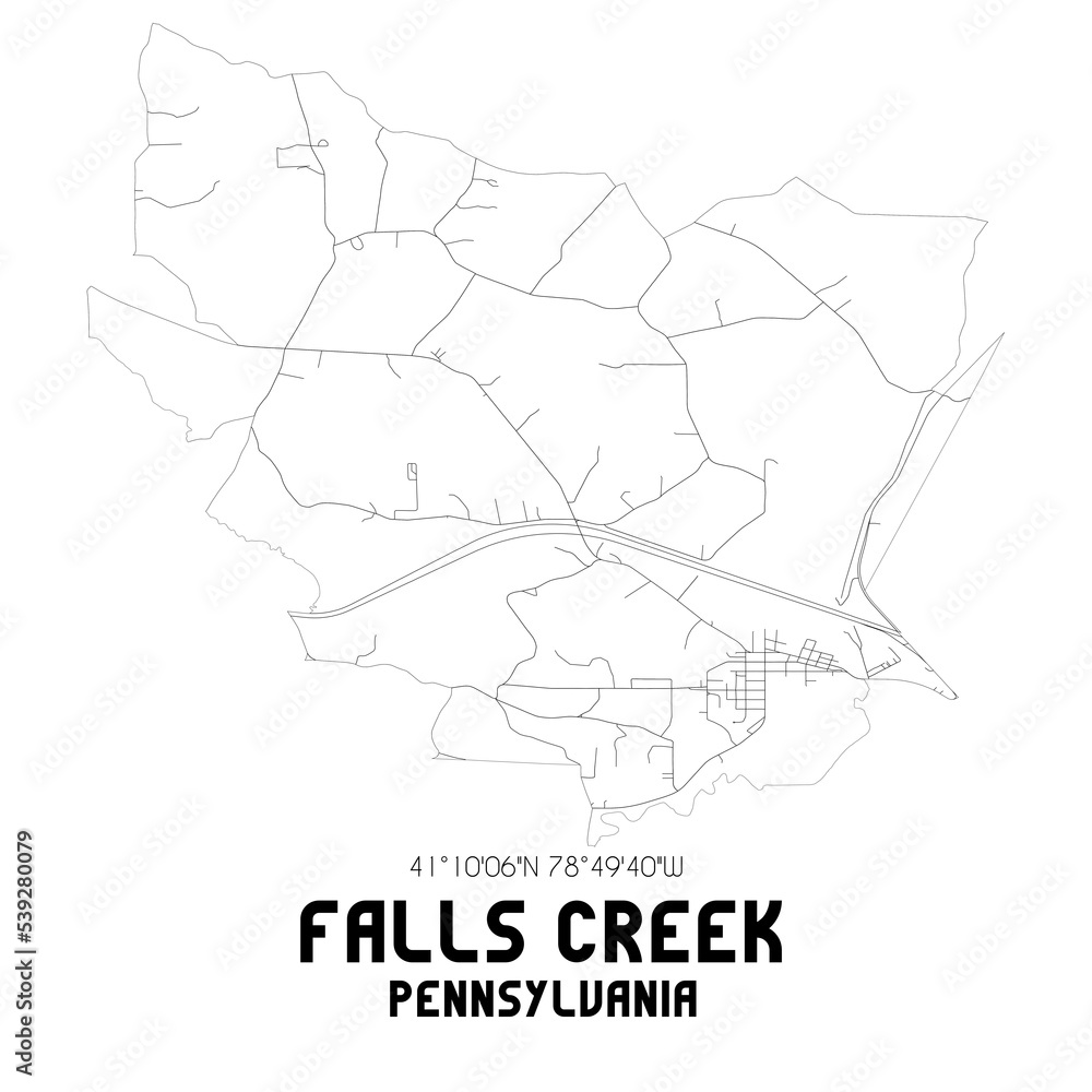 Falls Creek Pennsylvania. US street map with black and white lines. Falls Creek Pennsylvania. US street map with black and white lines.