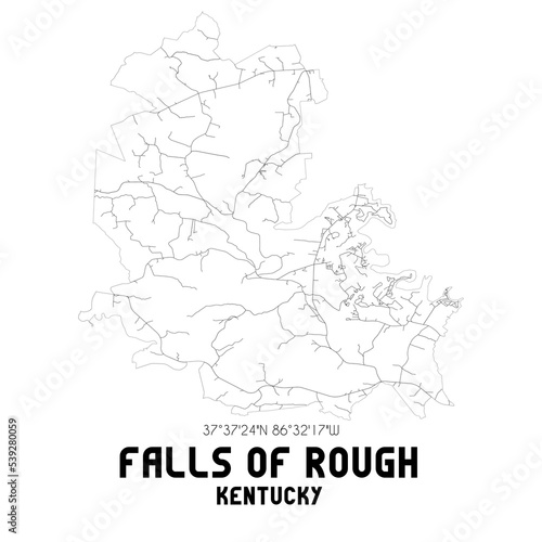 Falls Of Rough Kentucky. US street map with black and white lines.