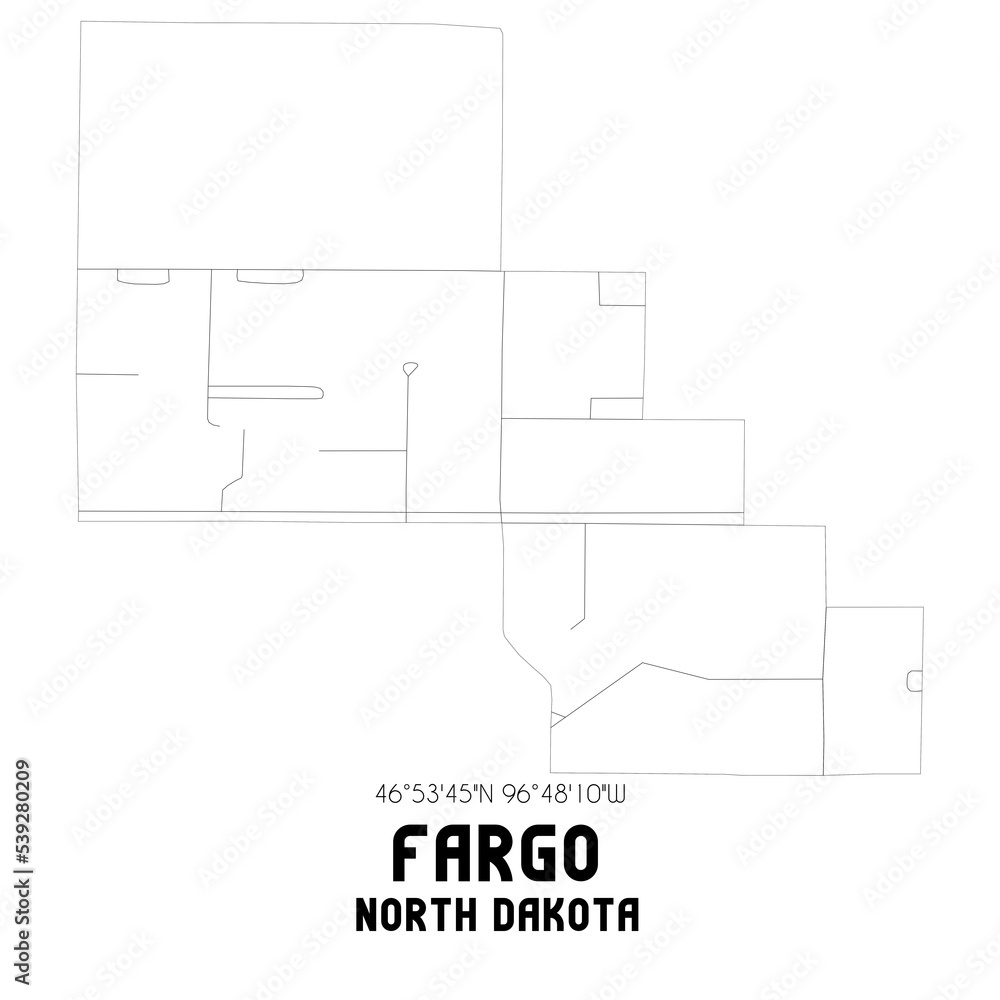 Fargo North Dakota. US street map with black and white lines.