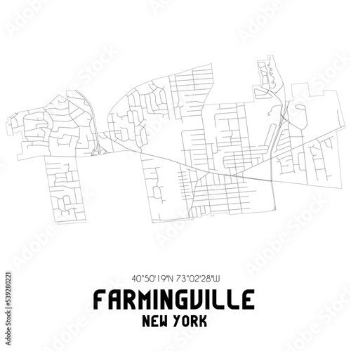 Farmingville New York. US street map with black and white lines. photo
