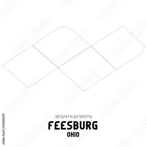 Feesburg Ohio. US street map with black and white lines.