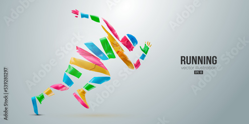 Abstract silhouette of a running athlete on white background. Runner man are running sprint or marathon. Vector illustration