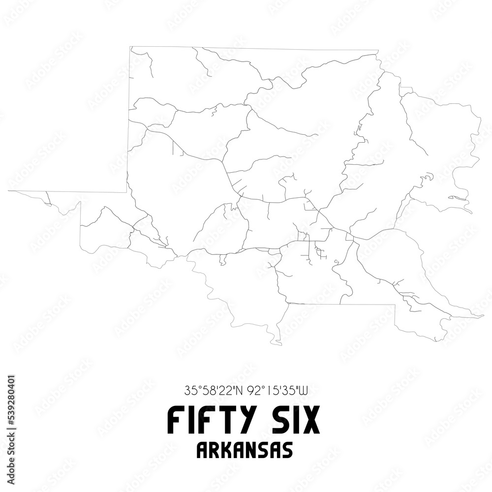 Fifty Six Arkansas. US street map with black and white lines. Fifty Six Arkansas. US street map with black and white lines.