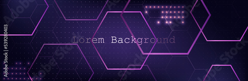 abstract dark background with gold hexagons and golden dots. luxury banner. vector illustration