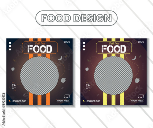 Delicious Food menu Social media banner post design template,Fresh pizza, burger & pasta online sale promotion flyer or poster,Editable social media templates for promotions on the Food menu.Vector il