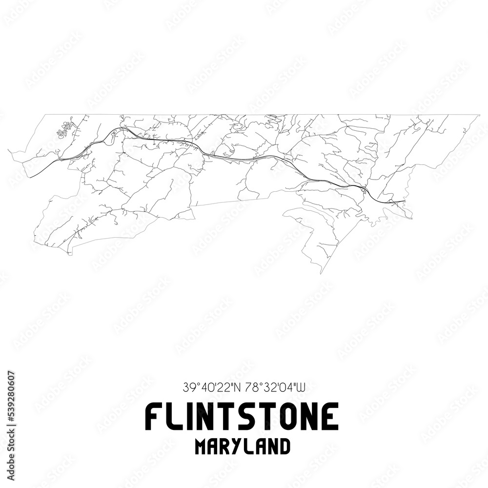 Flintstone Maryland. US street map with black and white lines. Flintstone Maryland. US street map with black and white lines.