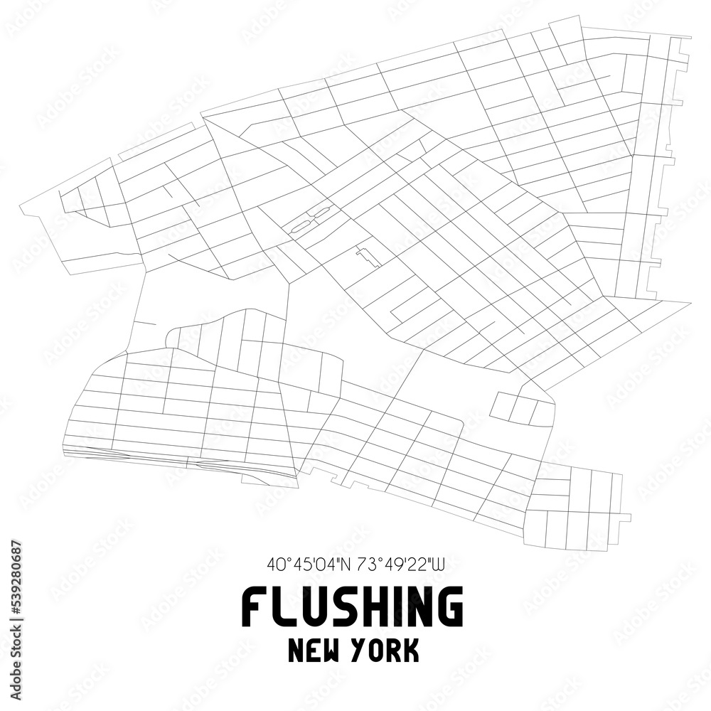 Flushing New York. US street map with black and white lines. Flushing New York. US street map with black and white lines.