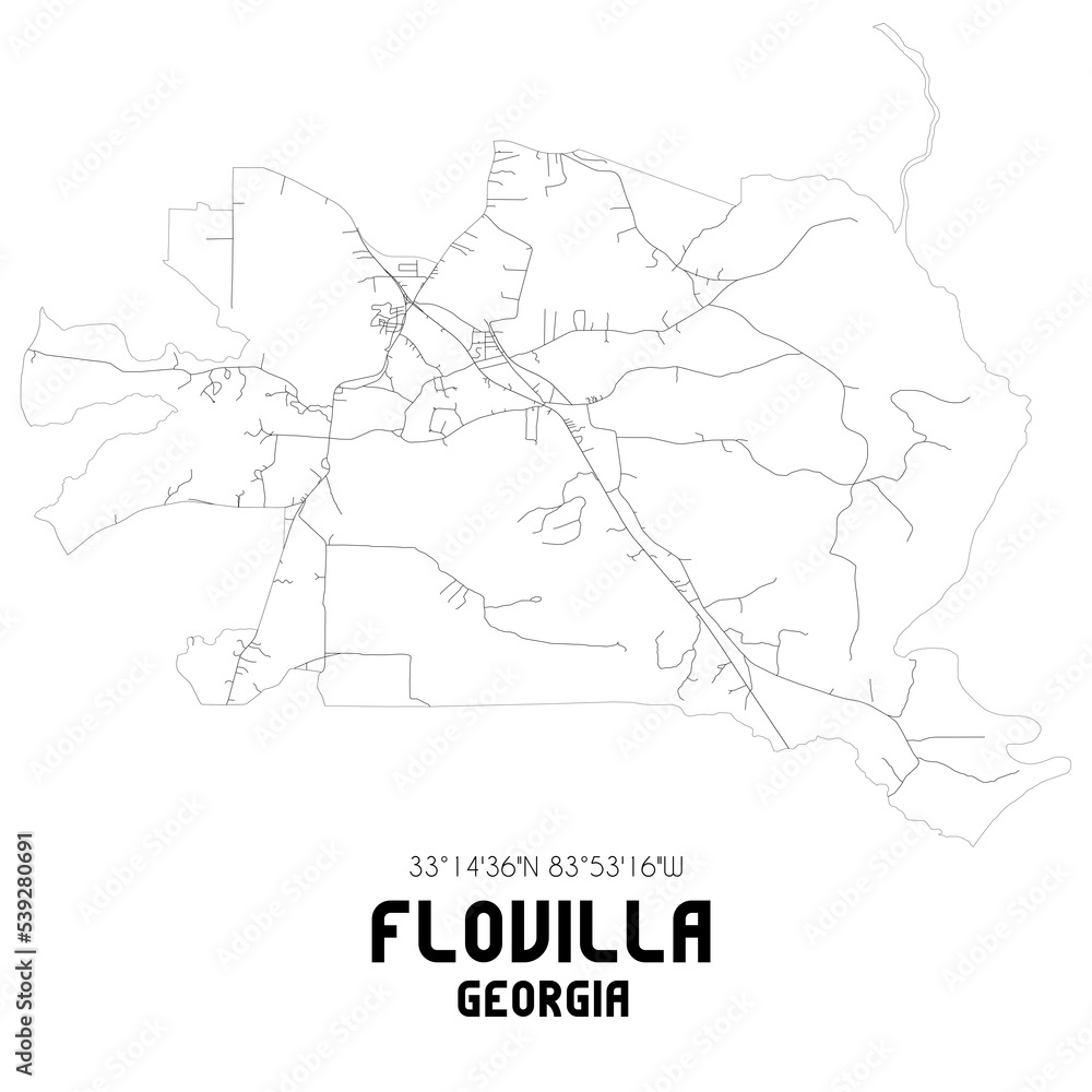 Flovilla Georgia. US street map with black and white lines. Flovilla Georgia. US street map with black and white lines.