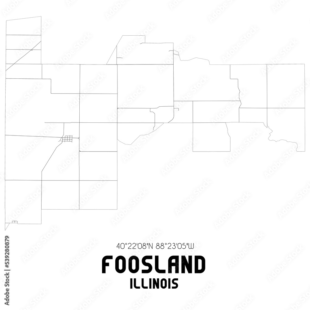 Foosland Illinois. US street map with black and white lines. Foosland Illinois. US street map with black and white lines.