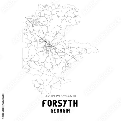 Forsyth Georgia. US street map with black and white lines.