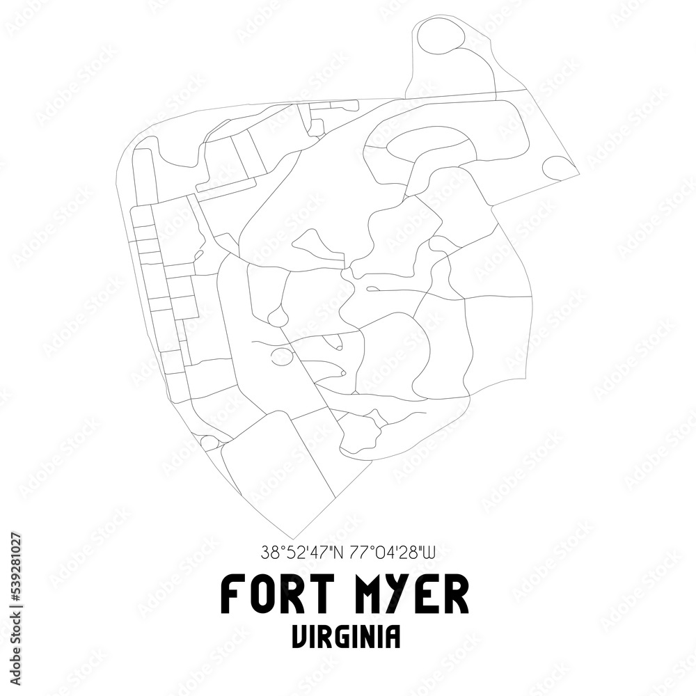 Fort Myer Virginia. US street map with black and white lines. Fort Myer Virginia. US street map with black and white lines.