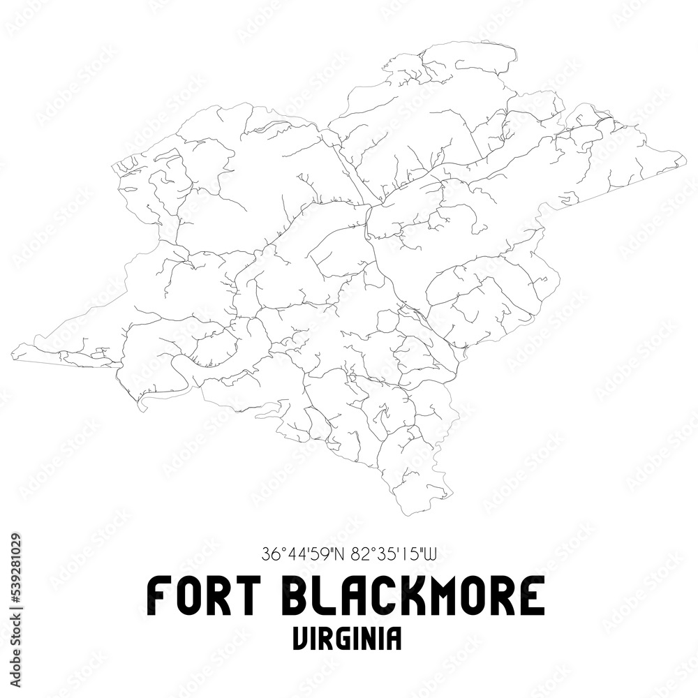 Fort Blackmore Virginia. US street map with black and white lines. Fort Blackmore Virginia. US street map with black and white lines.