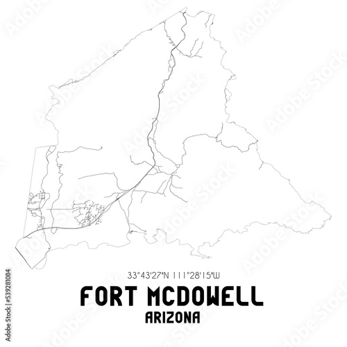 Fort Mcdowell Arizona. US street map with black and white lines. photo