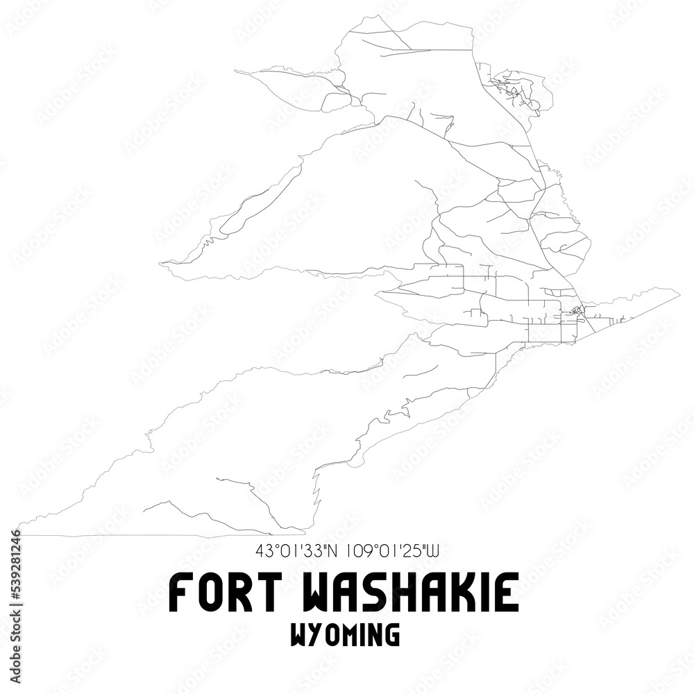 Fort Washakie Wyoming. US street map with black and white lines. Fort Washakie Wyoming. US street map with black and white lines.