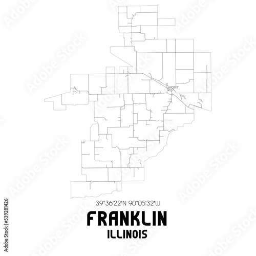 Franklin Illinois. US street map with black and white lines.