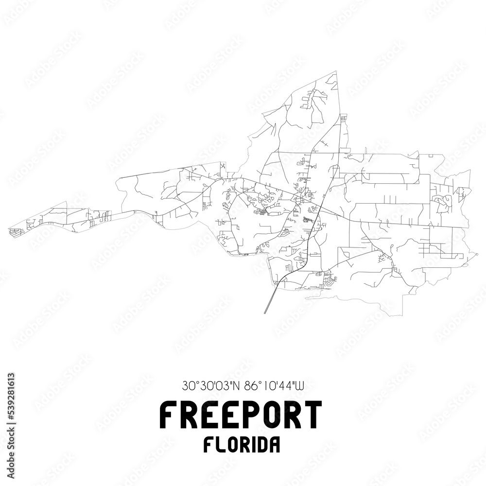 Freeport Florida. US street map with black and white lines. Freeport Florida. US street map with black and white lines.