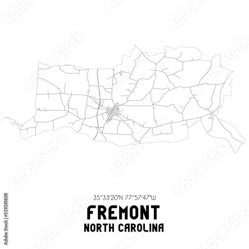 Fremont North Carolina. US street map with black and white lines.