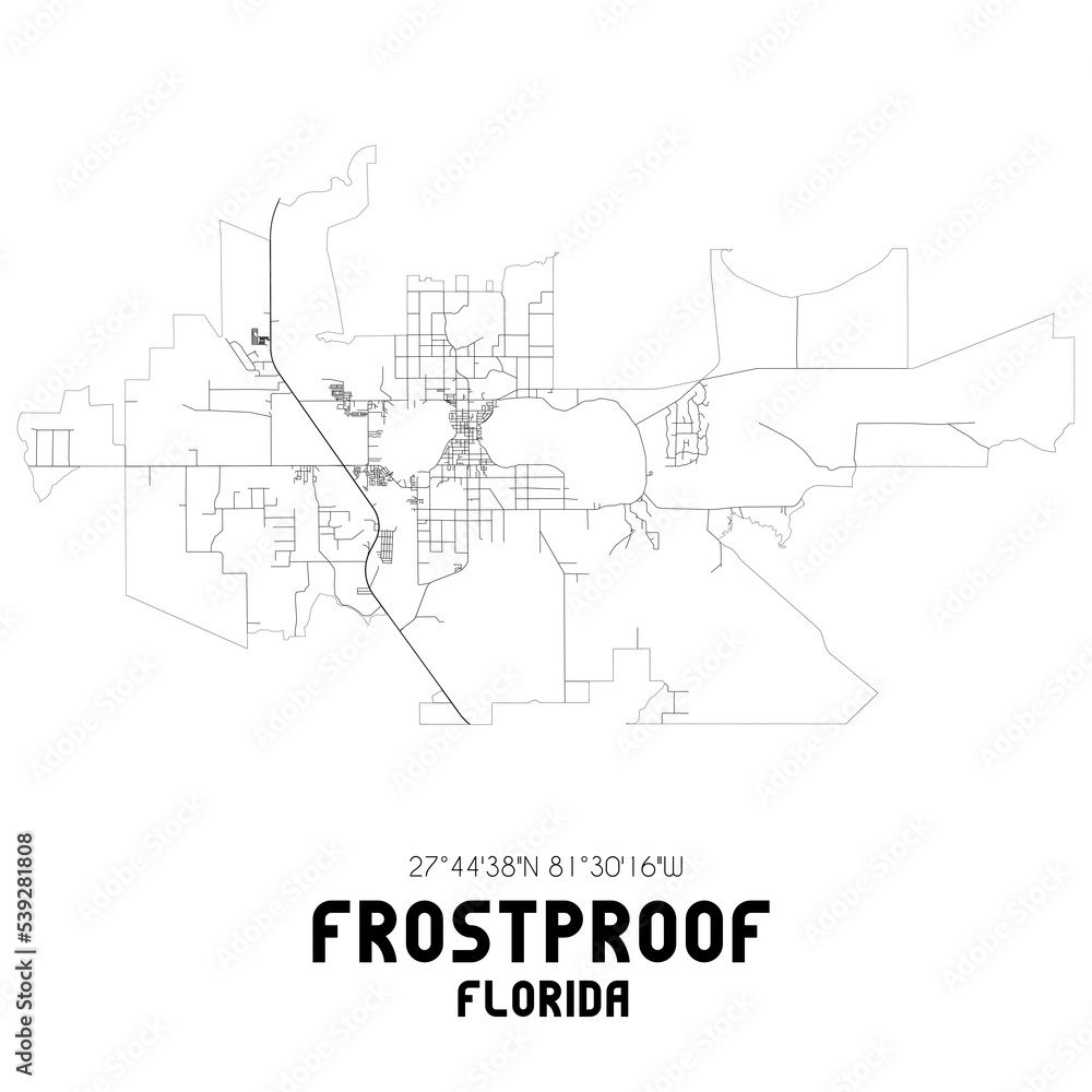 Frostproof Florida. US street map with black and white lines. Frostproof Florida. US street map with black and white lines.