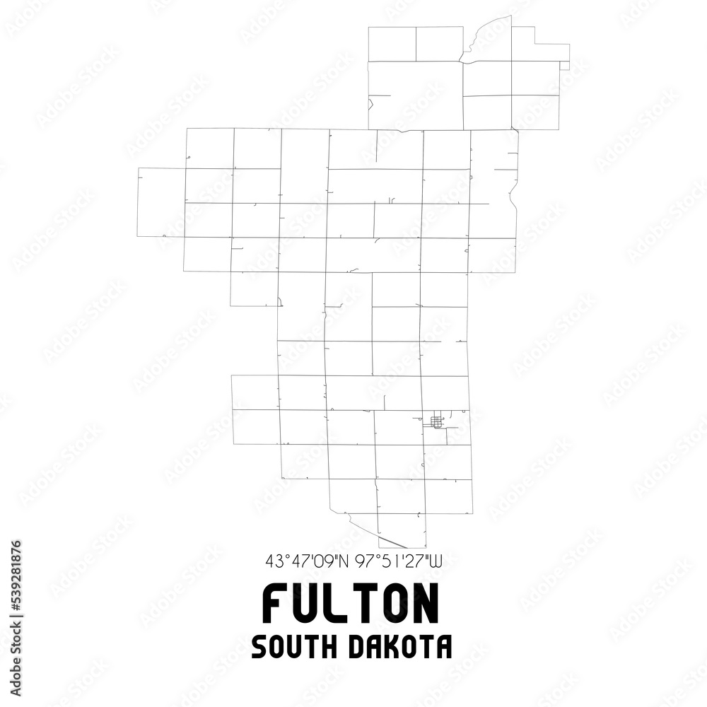 Fulton South Dakota. US street map with black and white lines. Fulton South Dakota. US street map with black and white lines.