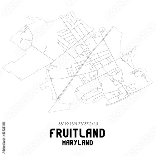 Fruitland Maryland. US street map with black and white lines. photo